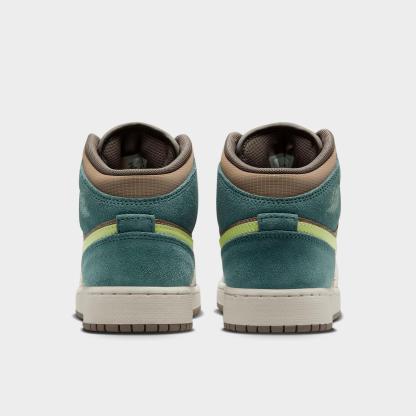 Big Kids' Air Jordan Retro 1 Mid Casual Shoes - Khaki/Hasta/Olive Grey/Light Lemon Twist - view 4