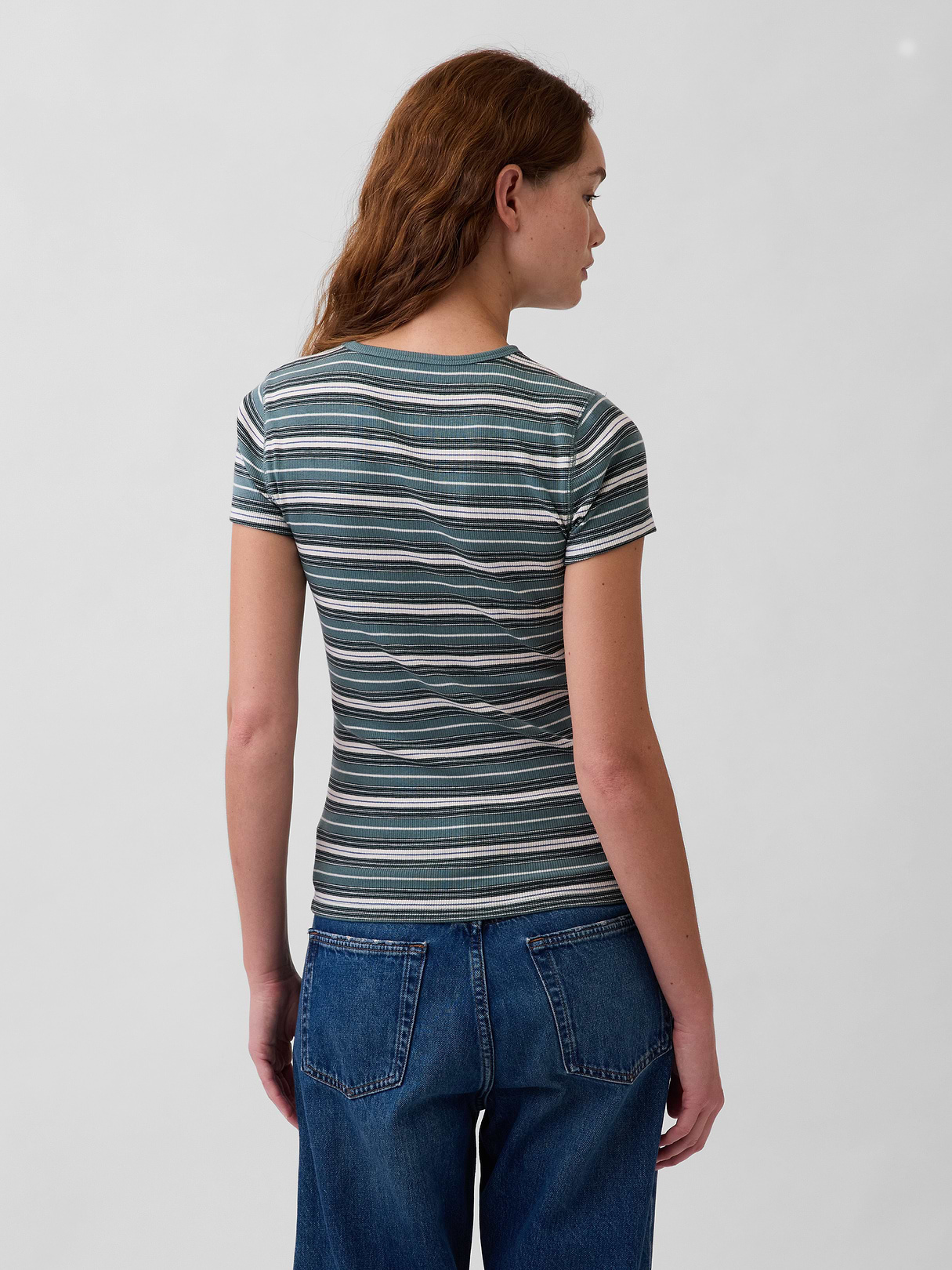 Modern Rib T-Shirt - Green stripe