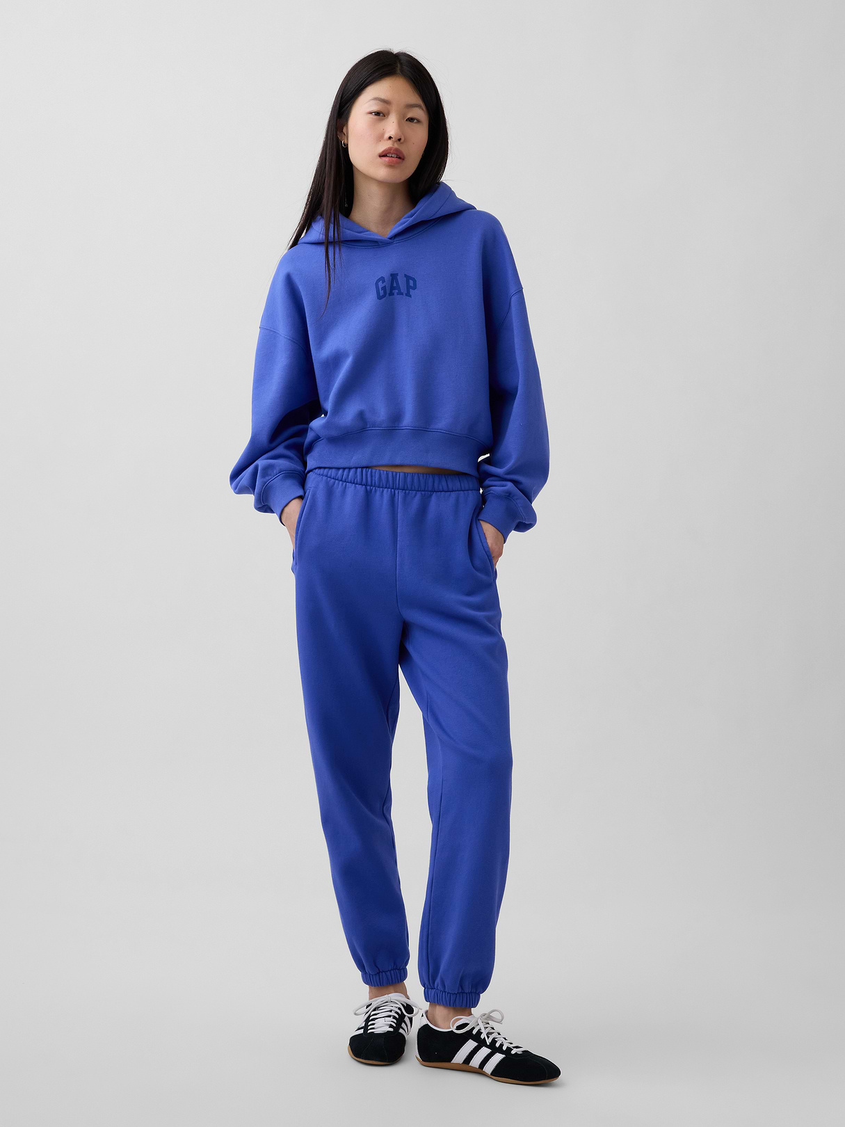 VintageSoft Crop Logo Hoodie - Dazzling blue