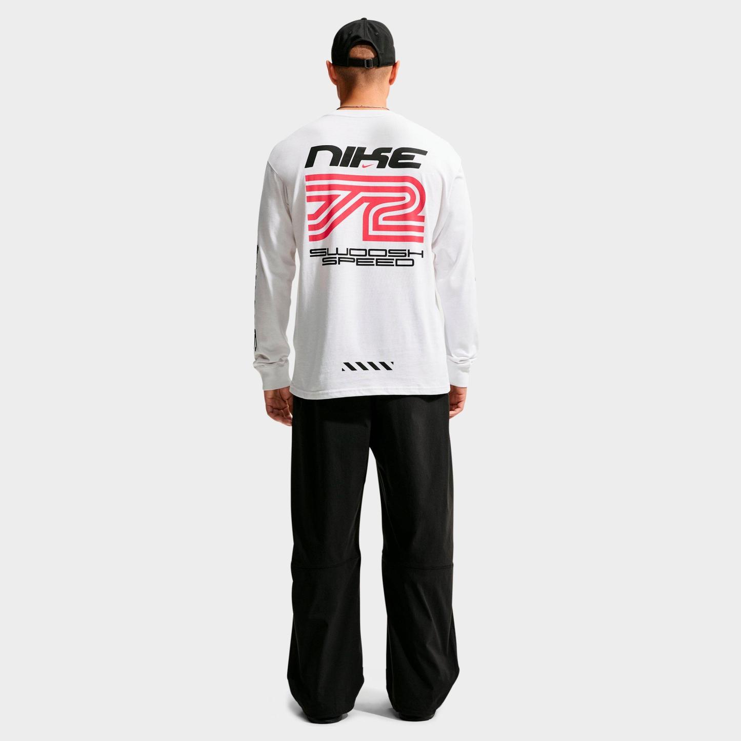 Men's Nithtke Sportswear Swoosh Speed Graphic Long-Sleeve T-Shirt - White