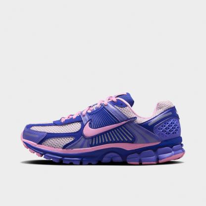 Women's Nithtke Zoom Vomero 5 Casual Shoes - Part 1 - Old Royal/Bleached Lilac/Sapphire/Pink Rise - Left shoe facing left. Outside of the shoe.