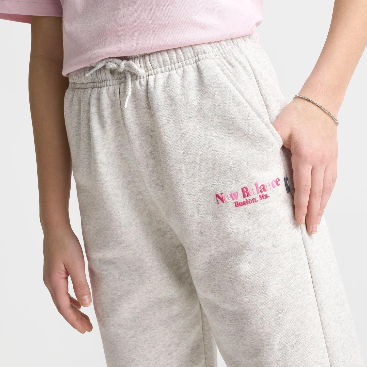 Girls' Big Kids' New Balance Wide Leg Sweatpants - Ash Heather - view 5