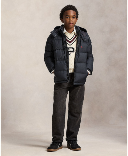 Polo Ralph Lauren Big Boys Ripstop Down Hooded Jacket - Polo Black
