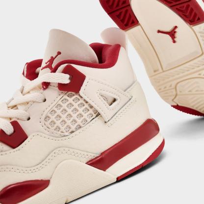 Kids' Toddler Air Jordan Retro 4 Basketball Shoes - Pale Ivory/Sierra Red/Tough Red - view 3