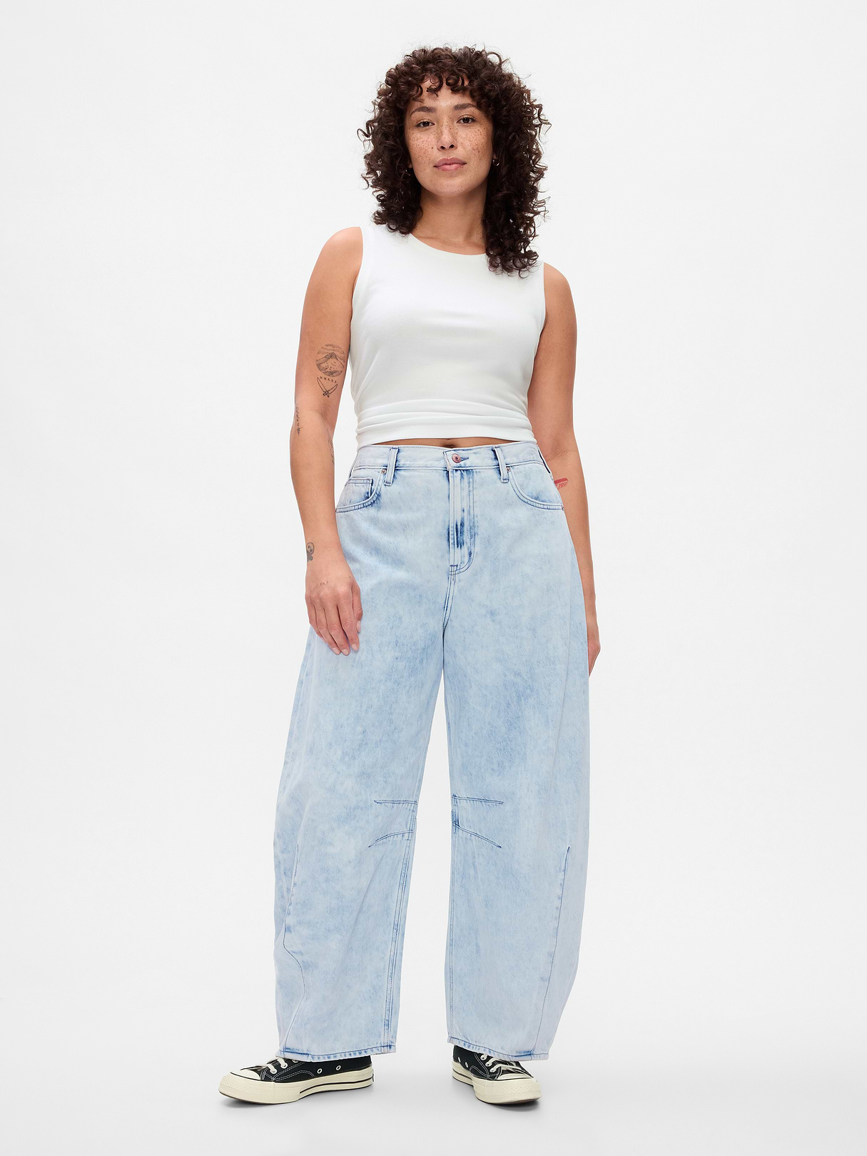 High Rise UltraSoft Crossover Horseshoe Jeans - Light indigo