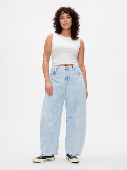 High Rise UltraSoft Crossover Horseshoe Jeans - Light indigo