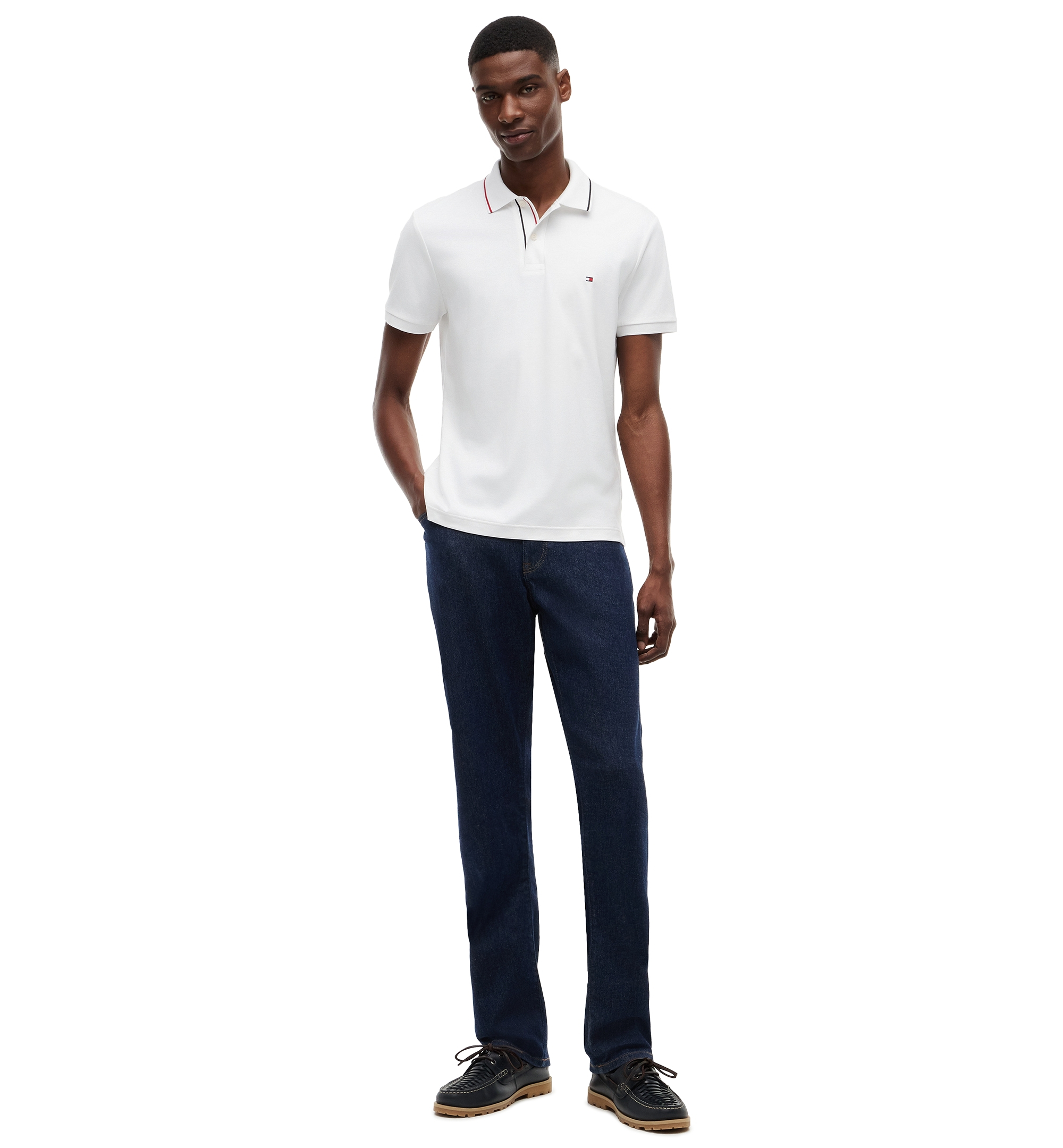 Tommy Hilfiger Men's Slim-Fit Smooth Touch Tipped Polo Shirt - White