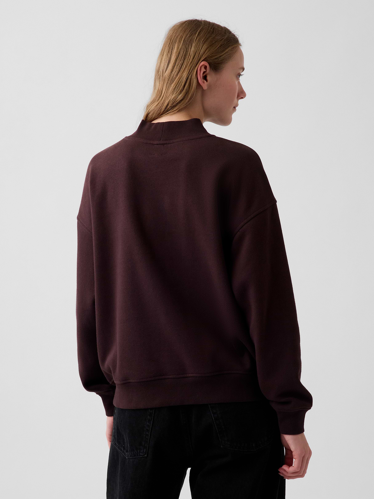 VintageSoft Oversized Mockneck Logo Sweatshirt - Brown