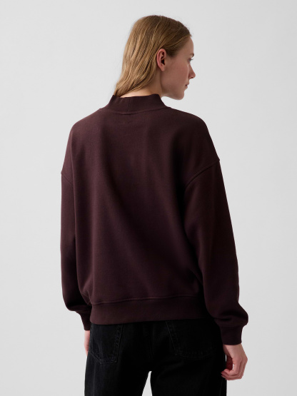 VintageSoft Oversized Mockneck Logo Sweatshirt - Brown