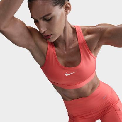 Women's Nithtke Swoosh Medium Support Sports Bra - Magic Ember/White