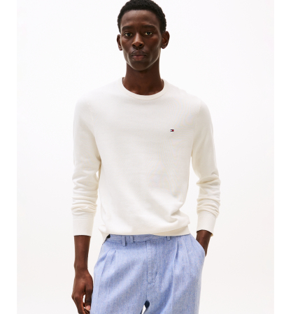 Tommy Hilfiger Men's Essential Cotton Crewneck Sweater - White