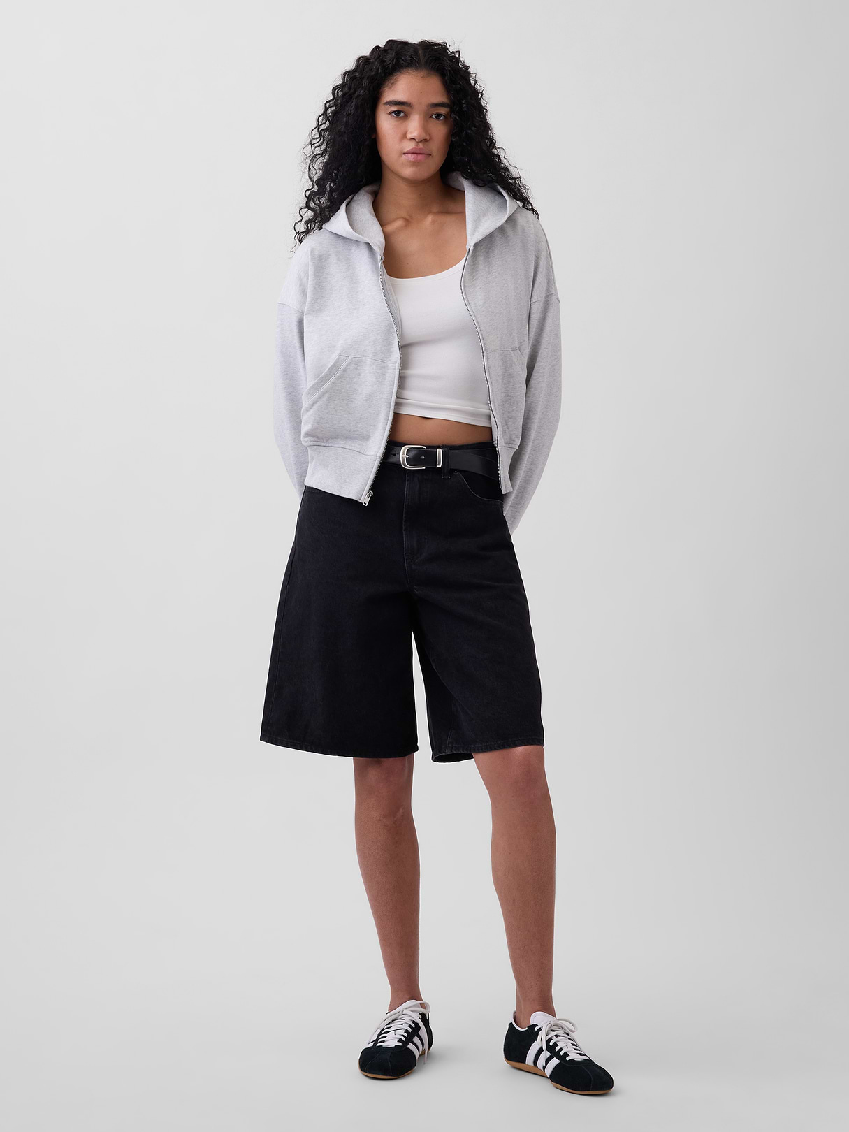 VintageSoft Terry Oversized Wedge Zip Hoodie - Heather grey