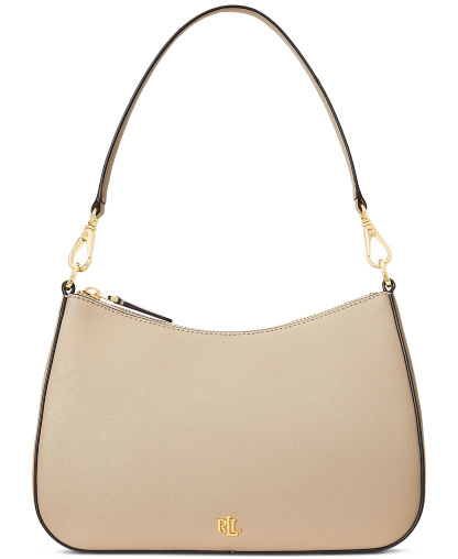 Lauren Ralph Lauren Crosshatch Leather Danni Small Shoulder Handbag - Birch Tan