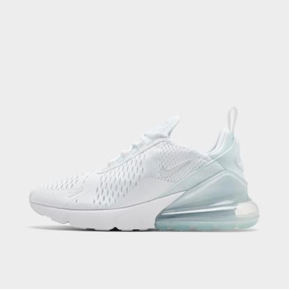 Big Kids' Nike Air Max 270 Casual Shoes - White/White/Metallic Silver