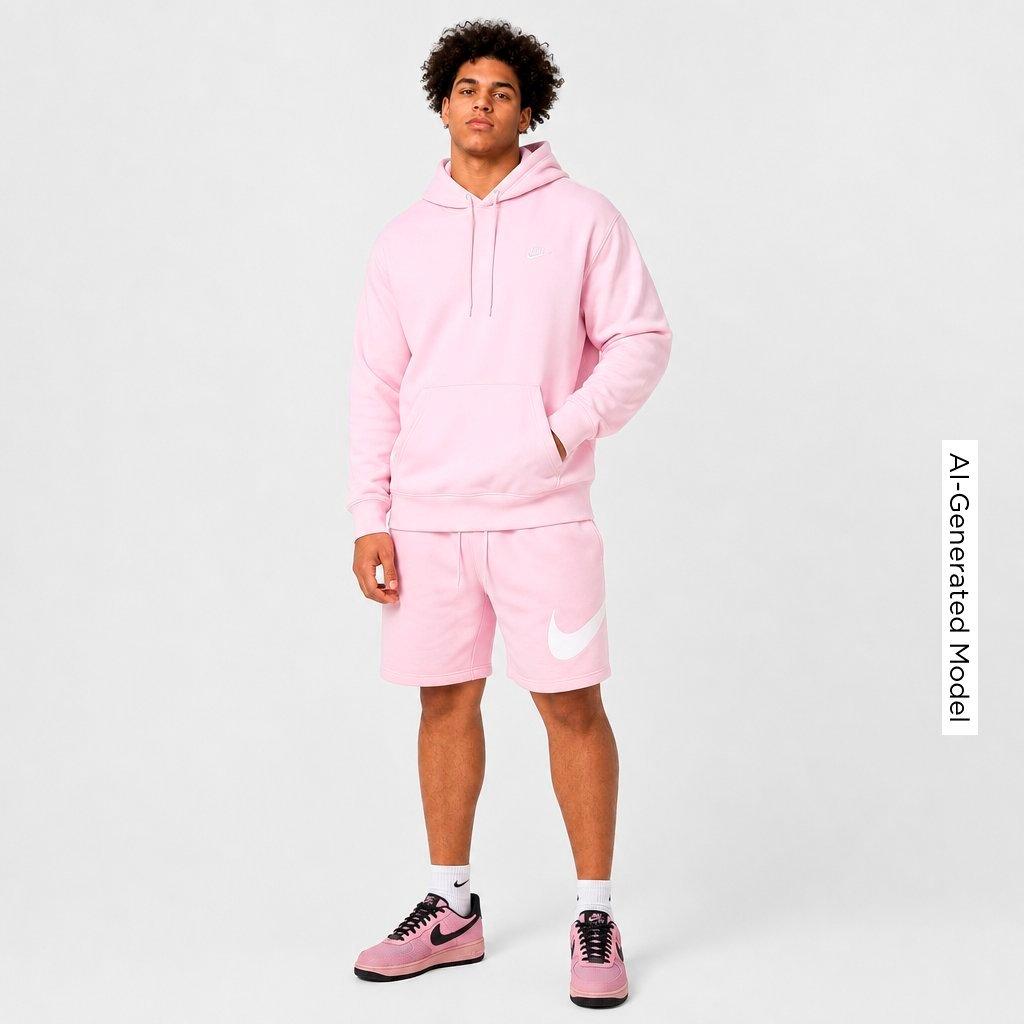Men's Nithtke Club Fleece Premium Embroidered Pullover Hoodie - Part 2 - Pink Foam/Pink Foam