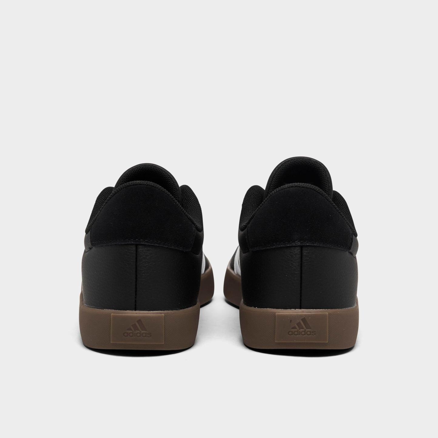 Big Kids' adidas VL Court 3.0 Skateboarding Casual Shoes - Core Black/Cloud White/Gum - Back view
