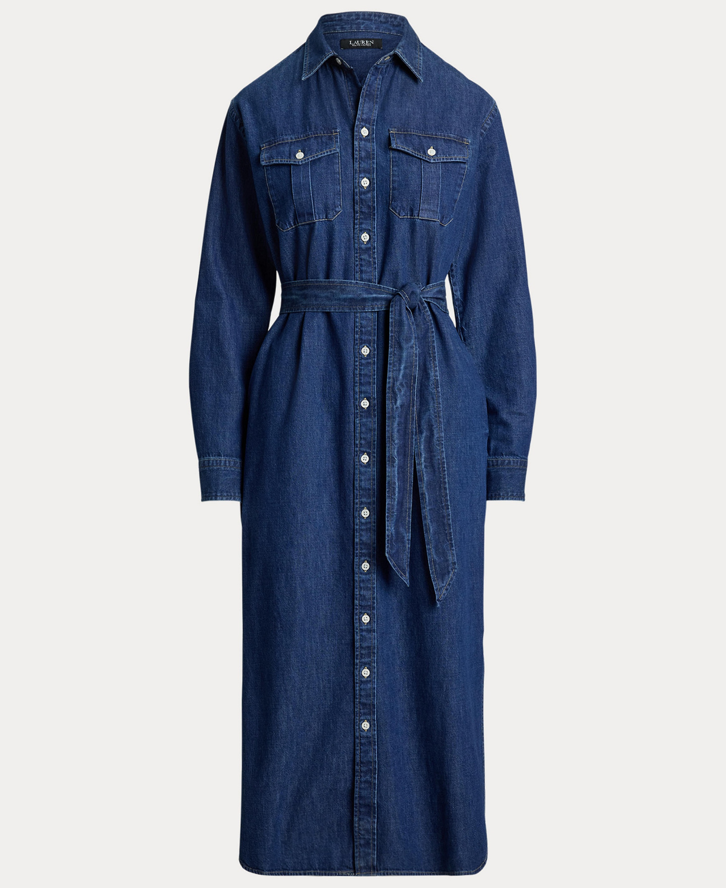 Lauren Ralph Lauren Women's Collared Belted Denim Midi Shirt-Dress - Harvest Wash