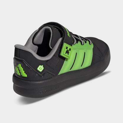 Little Kids' adidas x Minecraft Lightorama Court Stretch Lace Hook-And-Loop Casual Shoes - Core Black/Cloud White/Charcoal Solid Grey - Back view