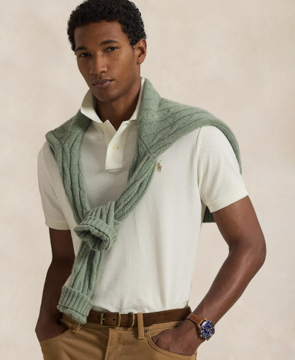 Polo Ralph Lauren Men's Cotton Custom Slim Fit Mesh Polo Shirt - Parchment Cream