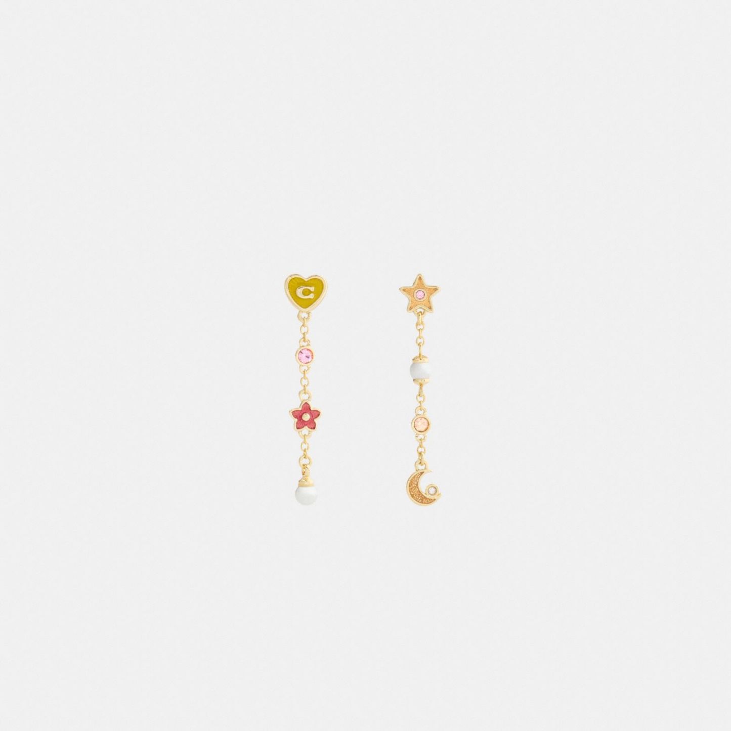 Celestial Stars And Hearts Linear Earrings - Gold/Multi - view 3