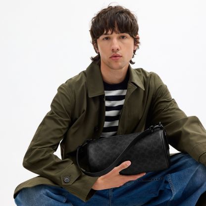 Andre Barrel Bag 30 In Signature Canvas - Matte Black/Black Signature - view 3
