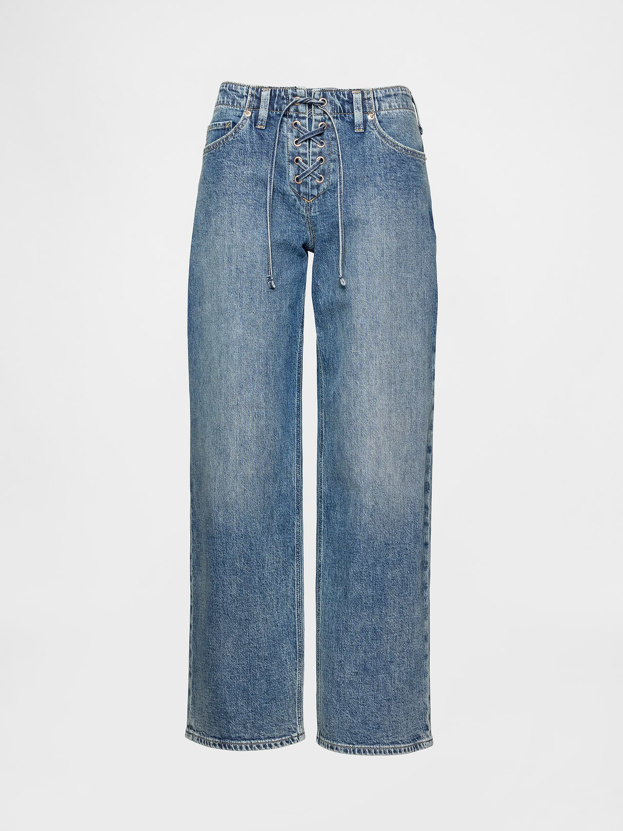 Low Rise Drawcord '90s Loose Jeans - Medium washed indigo
