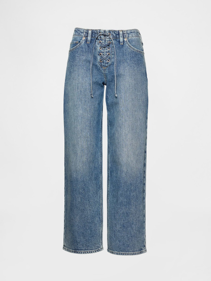 Low Rise Drawcord '90s Loose Jeans - Medium washed indigo
