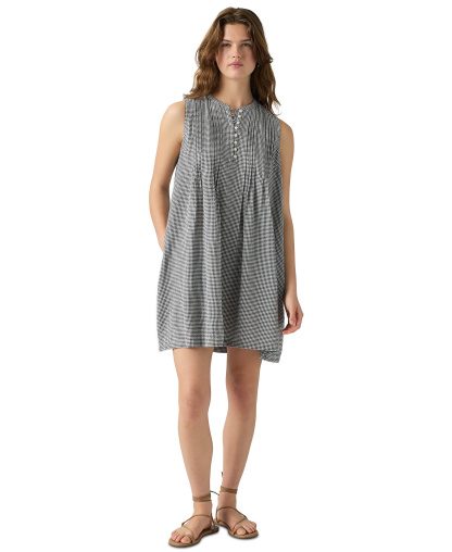 Levi's Women's Sleeveless Marianne Dress - Patricia Check Anthracite Night Seersucker Da08oe