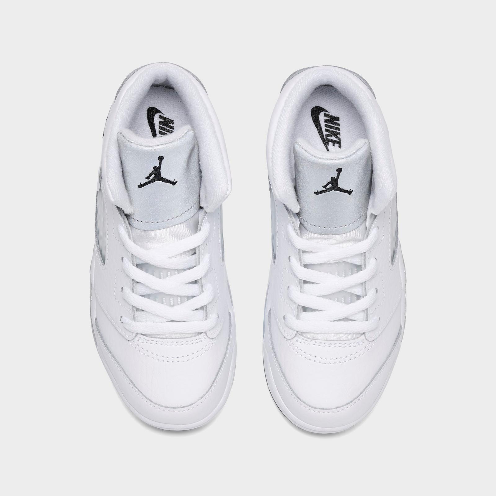 Kids' Toddler Air Jordan Retro 5 Basketball Shoes - White/Metallic Silver/Black - view 5