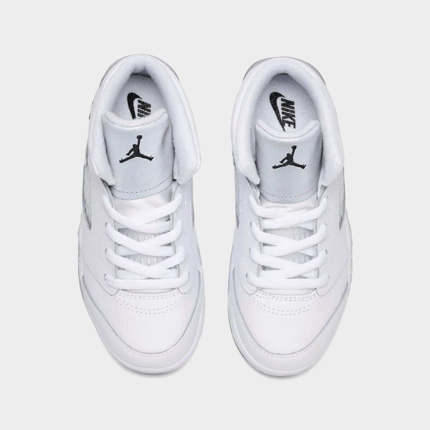 Kids' Toddler Air Jordan Retro 5 Basketball Shoes - White/Metallic Silver/Black - view 5