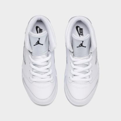 Kids' Toddler Air Jordan Retro 5 Basketball Shoes - White/Metallic Silver/Black - view 5