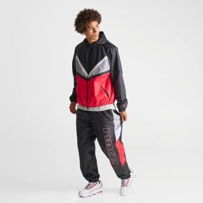 Men's Nithtke Sportswear Windrunner Lined Track Pants - Black/University Red/Cement Grey