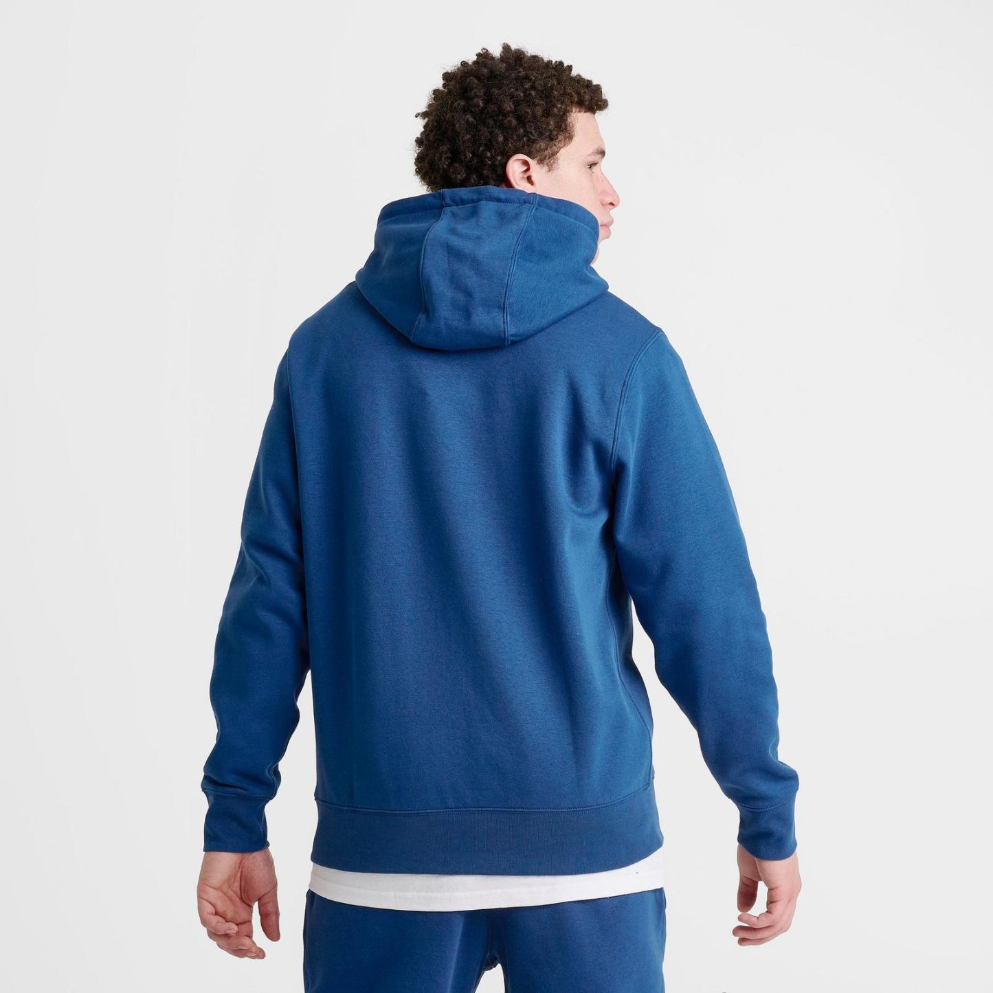 Men's Nike Club Fleece Premium Embroidered Pullover Hoodie - Court Blue/Court Blue (FN3859-477)
