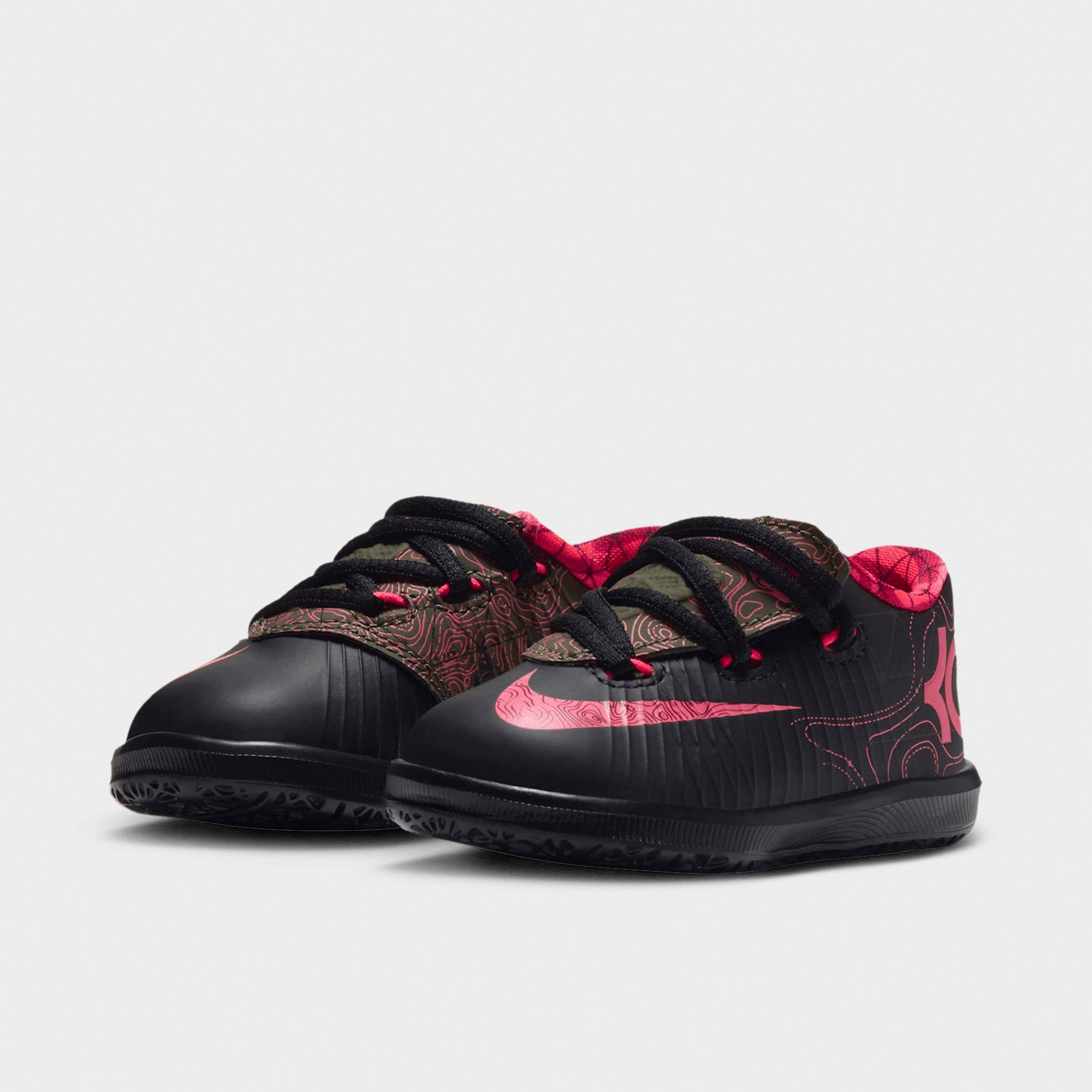 Kids' Toddler Nithtke KD 6 Basketball Shoes - Black/Atomic Red/Medium Olive/Noble Red - Both shoes facing left
