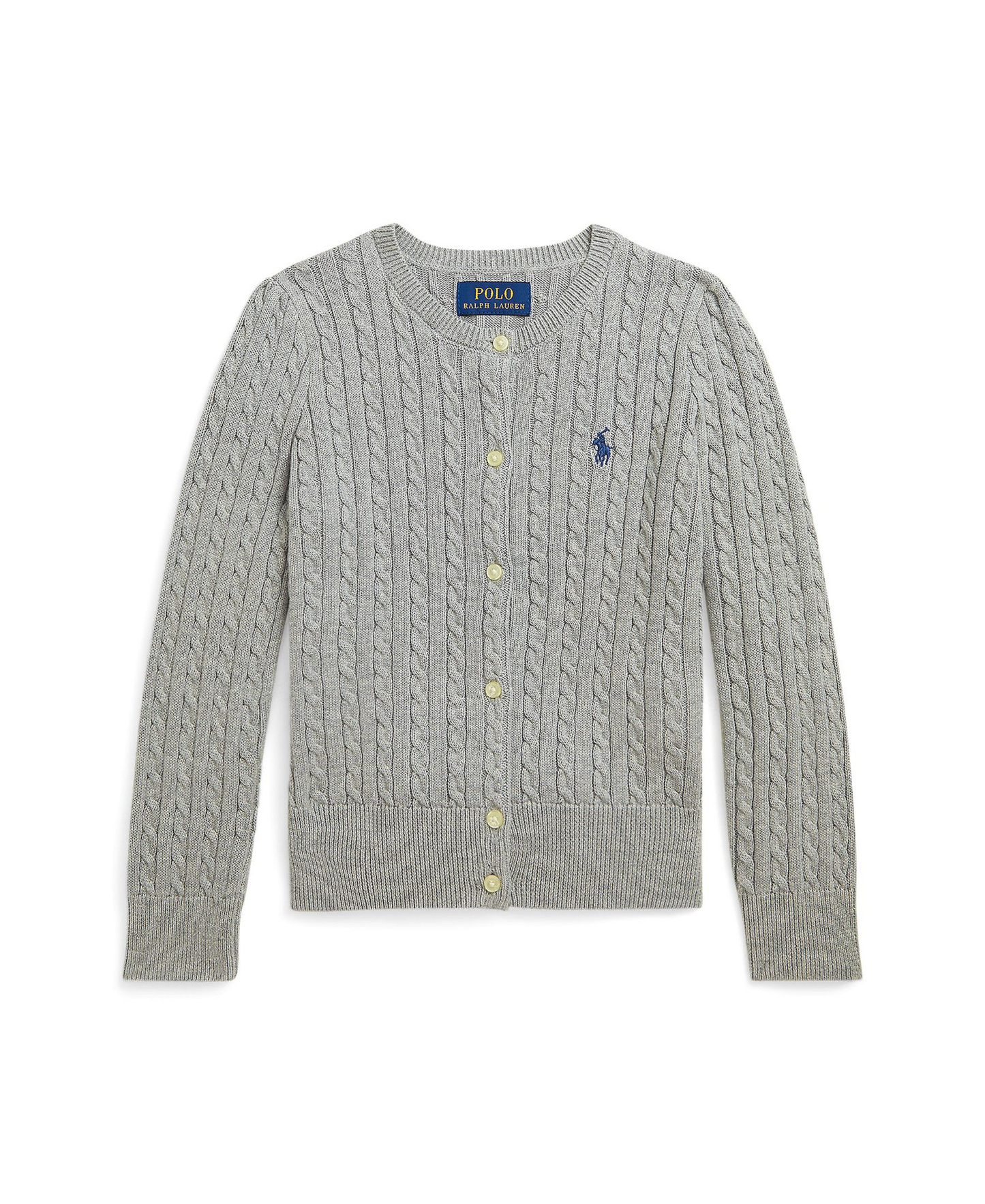 Polo Ralph Lauren Girls' 7-16 Mini-Cable Cardigan - Andover Heather/Navy