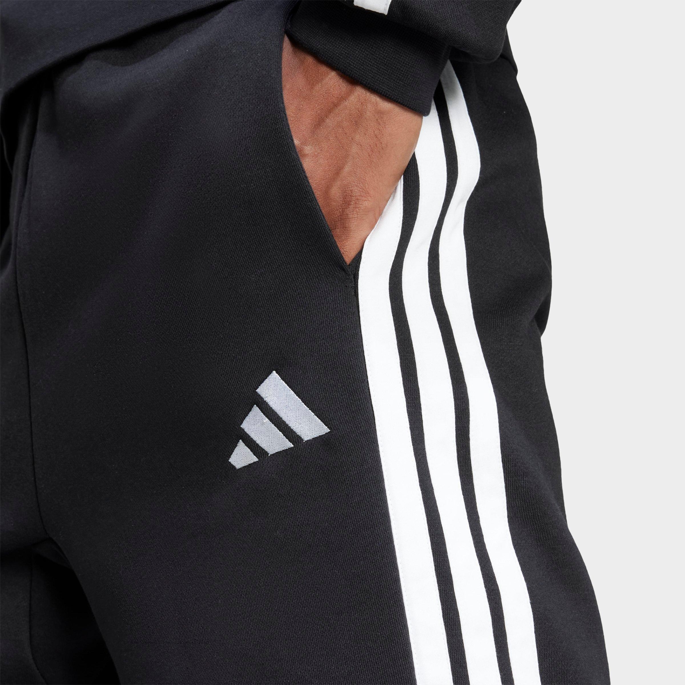Men's adidas Essentials 3-Stripes Fleece Shorts - Black/White