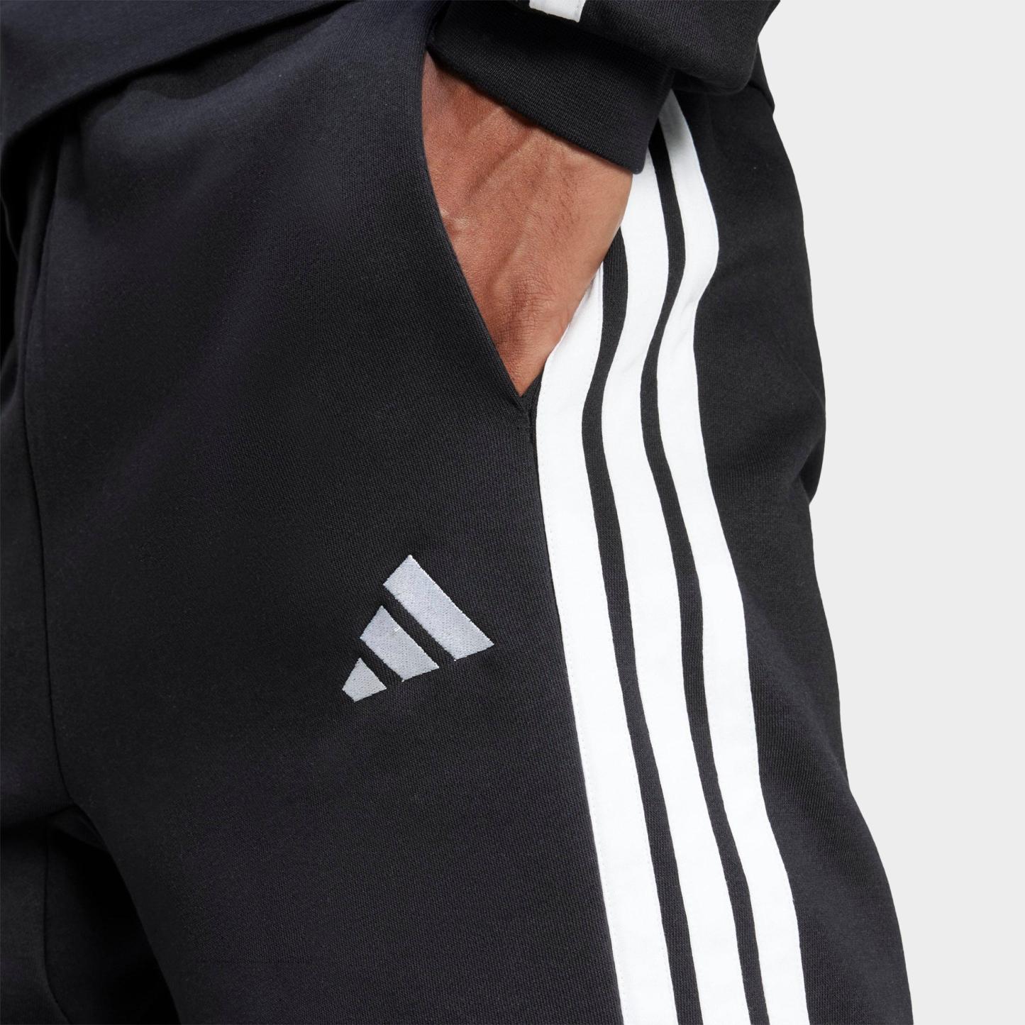 Men's adidas Essentials 3-Stripes Fleece Shorts - Black/White