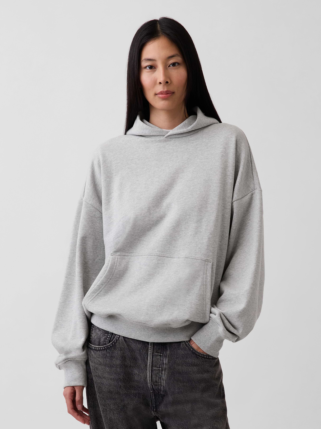 Adult Heavyweight Oversized Hoodie - Light heather grey
