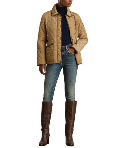 Lauren Ralph Lauren Petite Quilted Velboa-Lined Jacket, Created for Macy's - Classic Camel
