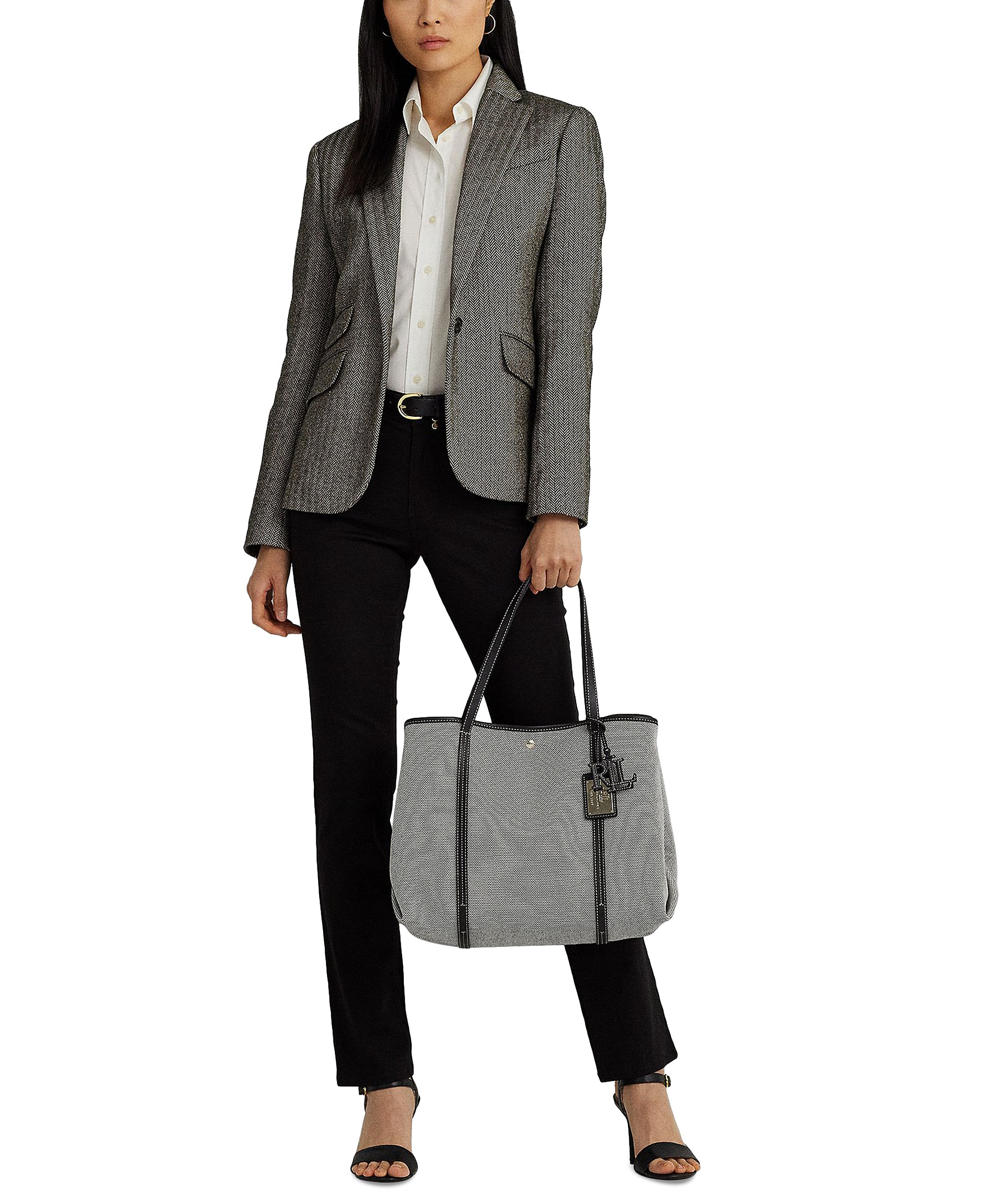 Lauren Ralph Lauren Canvas & Leather Emerie Extra Large Tote Bag - Black
