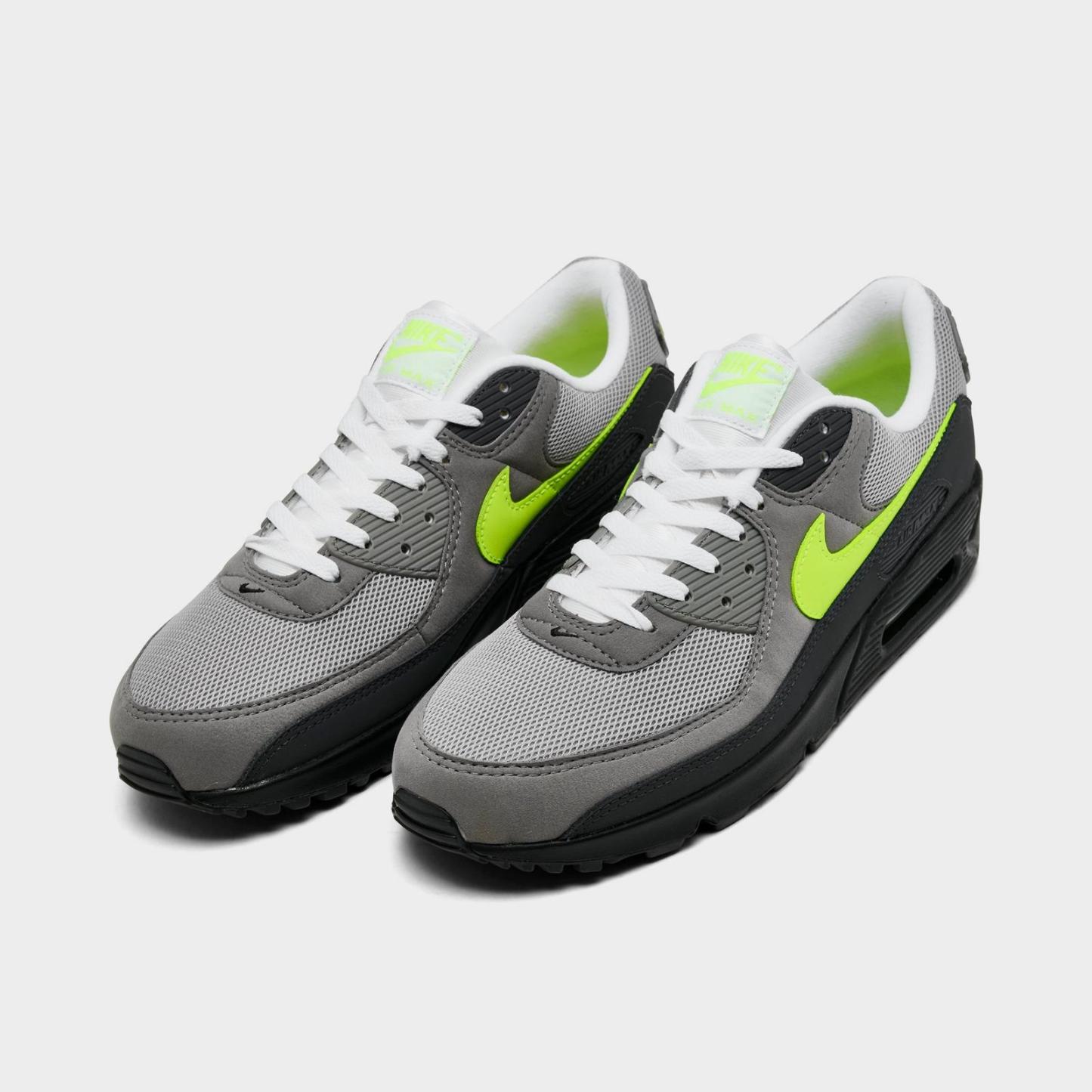 Men's Nike Air Max 90 Casual Shoes - Black/Neon Yellow/Anthracite/Light Charcoal/Pearl Grey/White