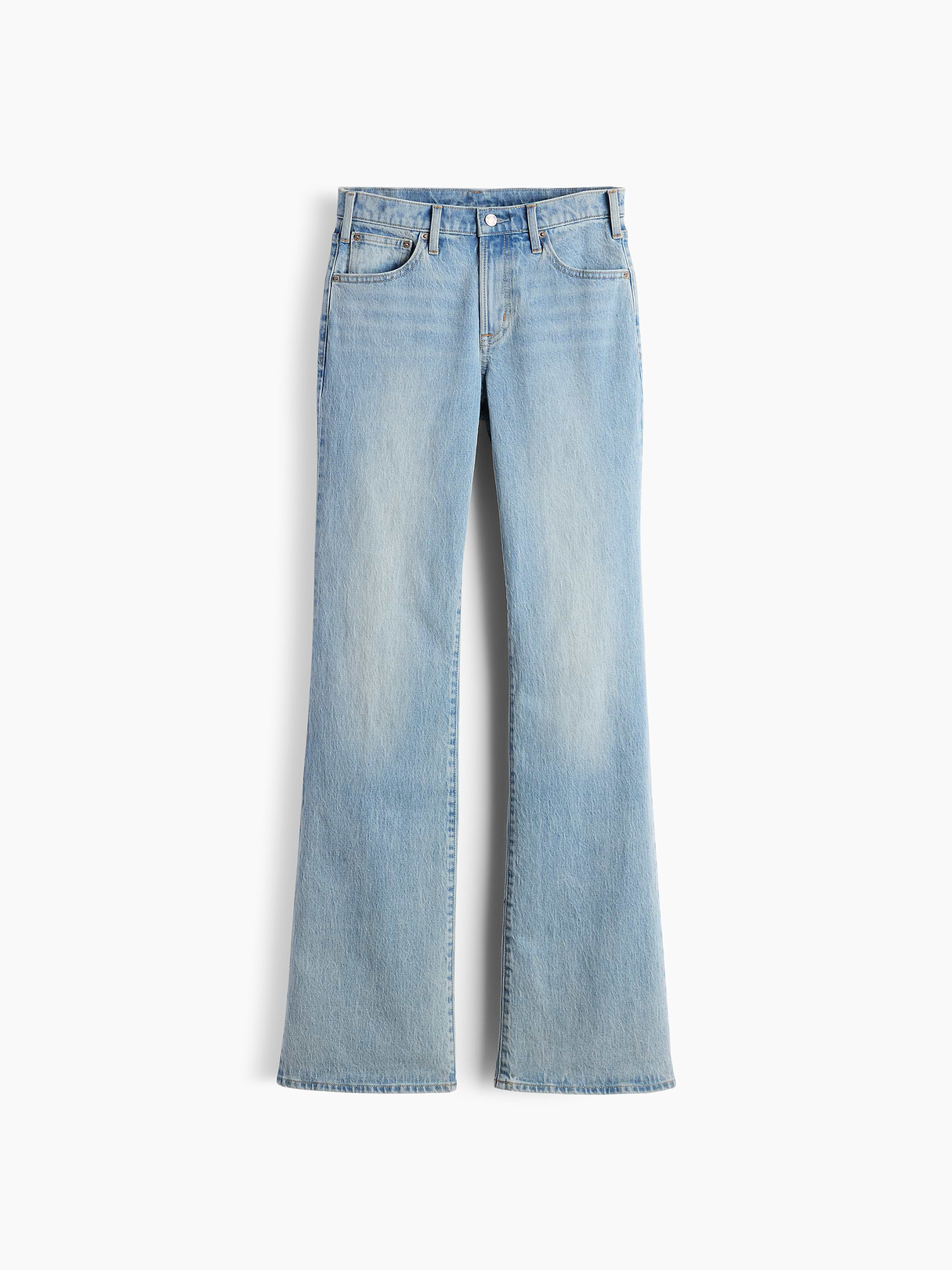 Mid Rise Relaxed Flare Jeans - Light wash