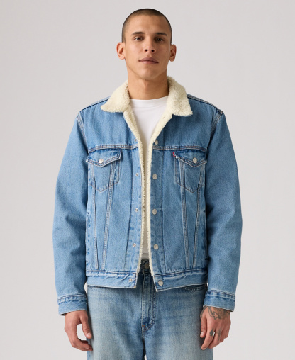 Levi's Men's Regular Fit Sherpa Denim Trucker Jacket - Lite Stonewash