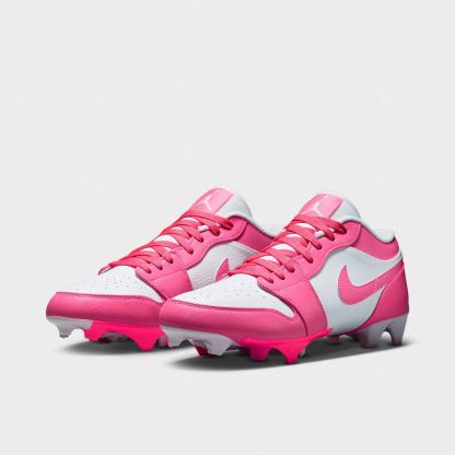 Men's Jordan 1 Low TD Football Cleats - Digital Pink/White - view 2