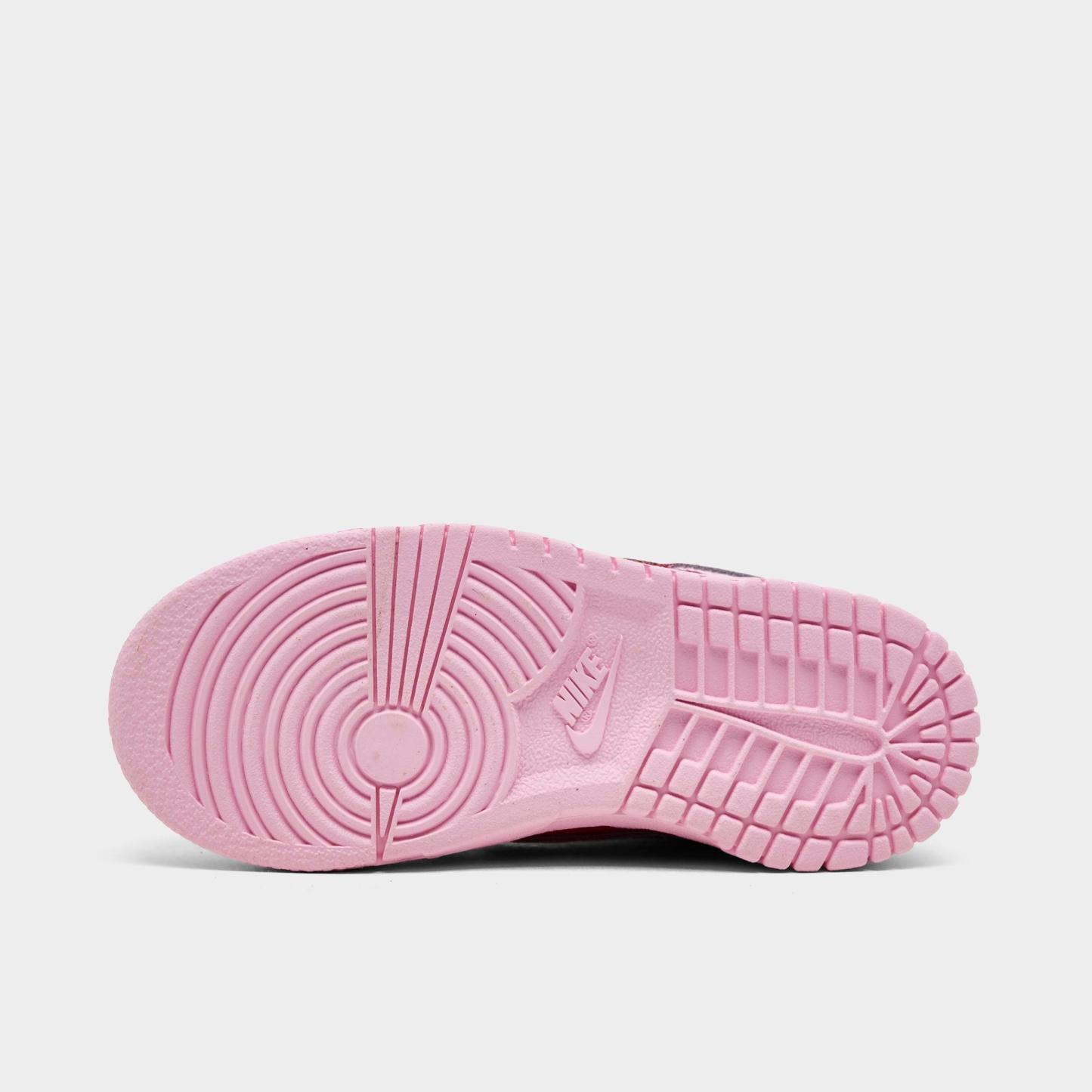 Girls' Toddler Nithtke Dunk Low Stretch Lace Casual Shoes - Pink Foam/Summit White/Light Crimson - Bottom view
