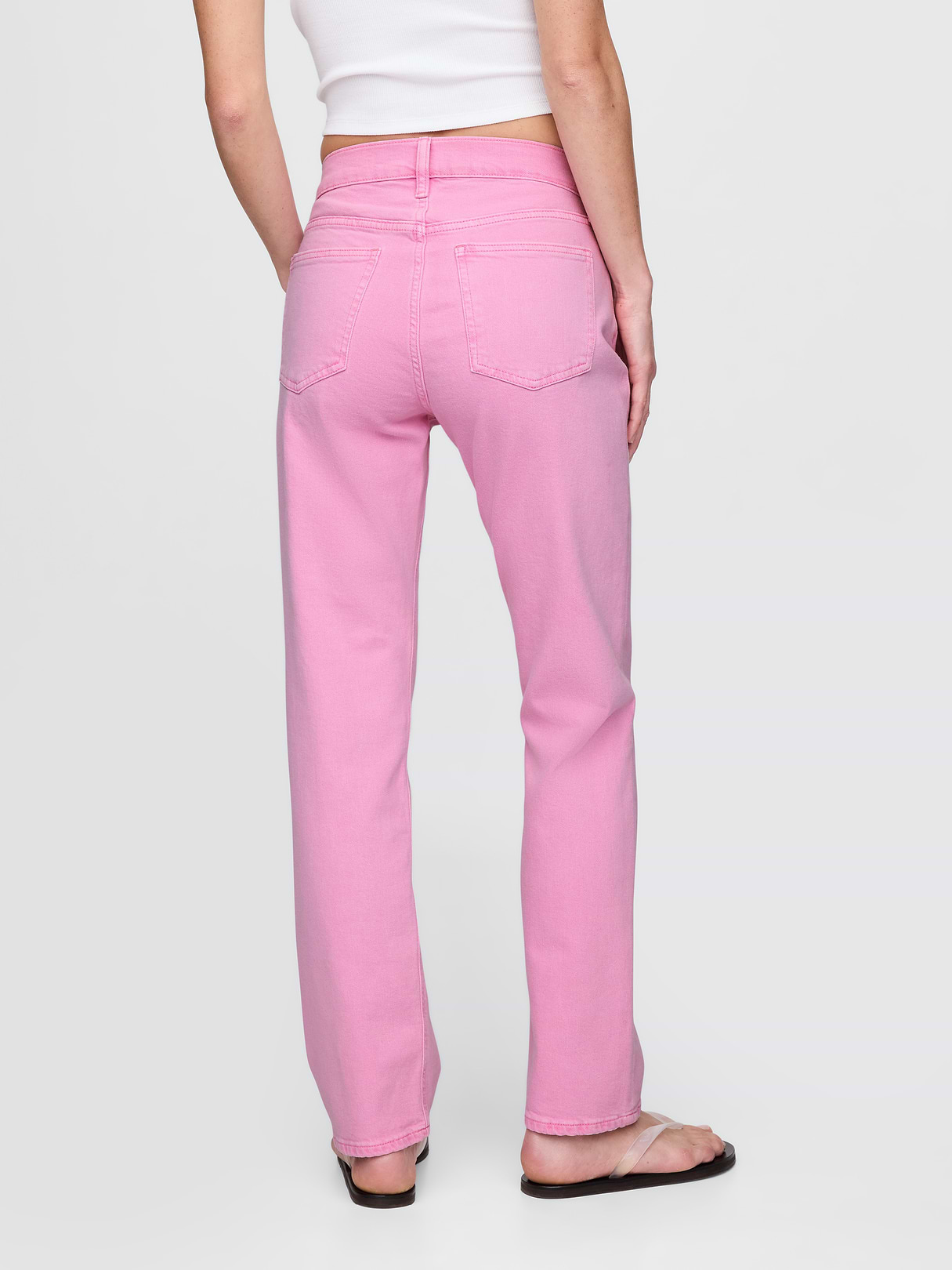 High Rise '90s Slim Straight Jeans - Sugar pink