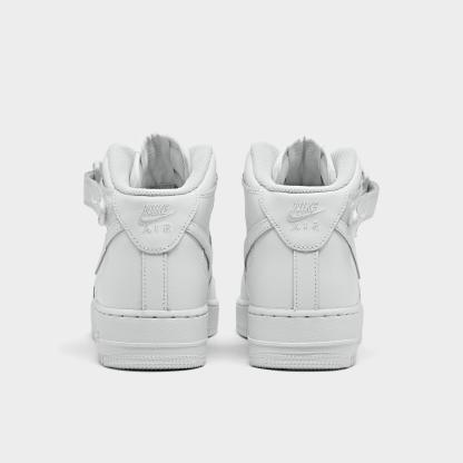 Big Kids' Nithtke Air Force 1 MId '07 LE Casual Shoes - White/White - Back view