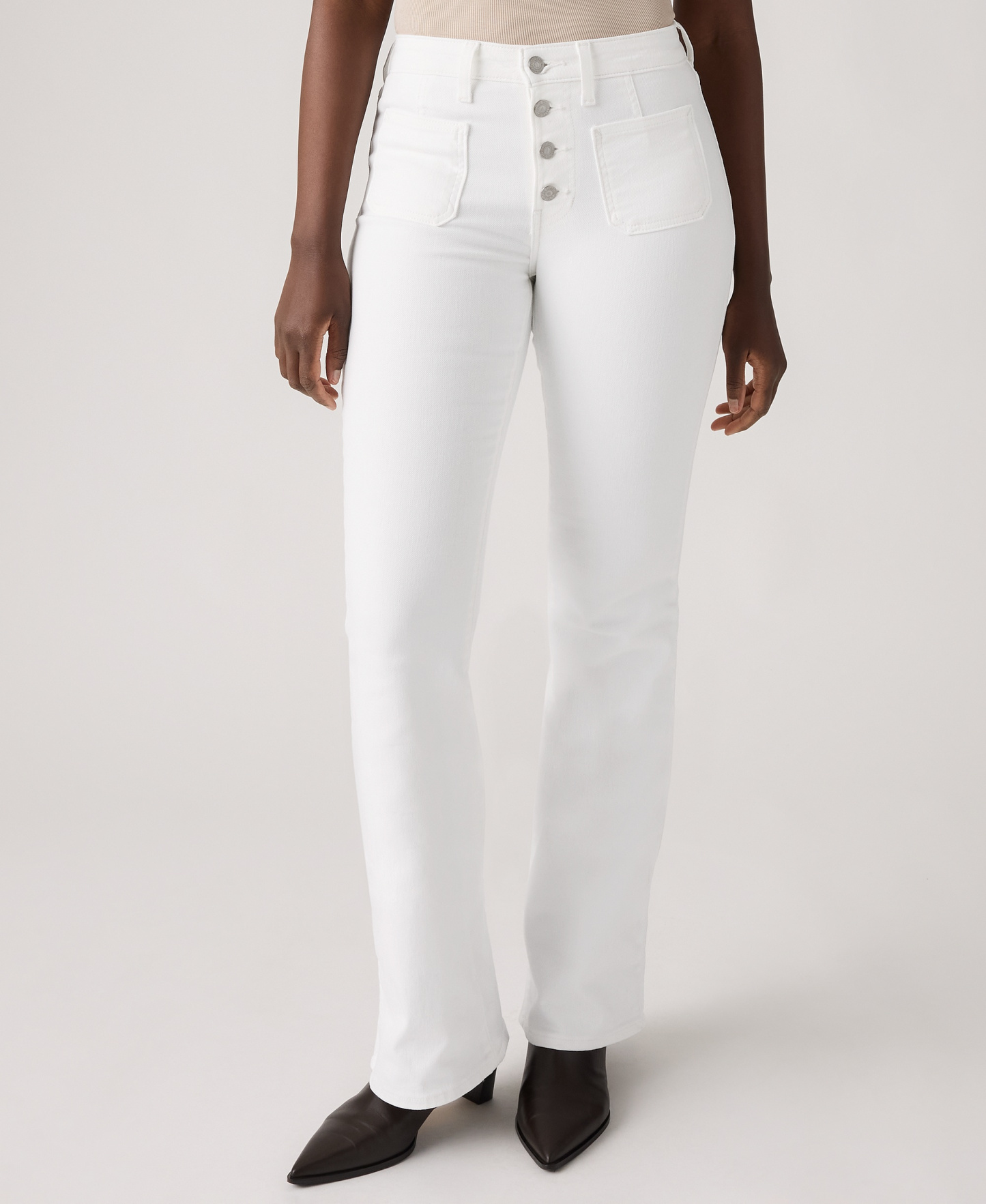 Levi's Women's 726 Patch Pocket High-Rise Slim-Fit Flare Jeans - Soft Clean White