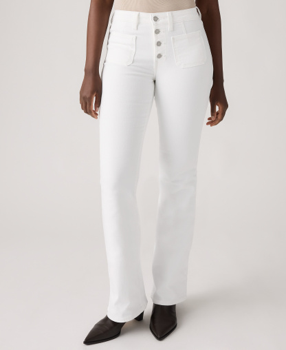Levi's Women's 726 Patch Pocket High-Rise Slim-Fit Flare Jeans - Soft Clean White