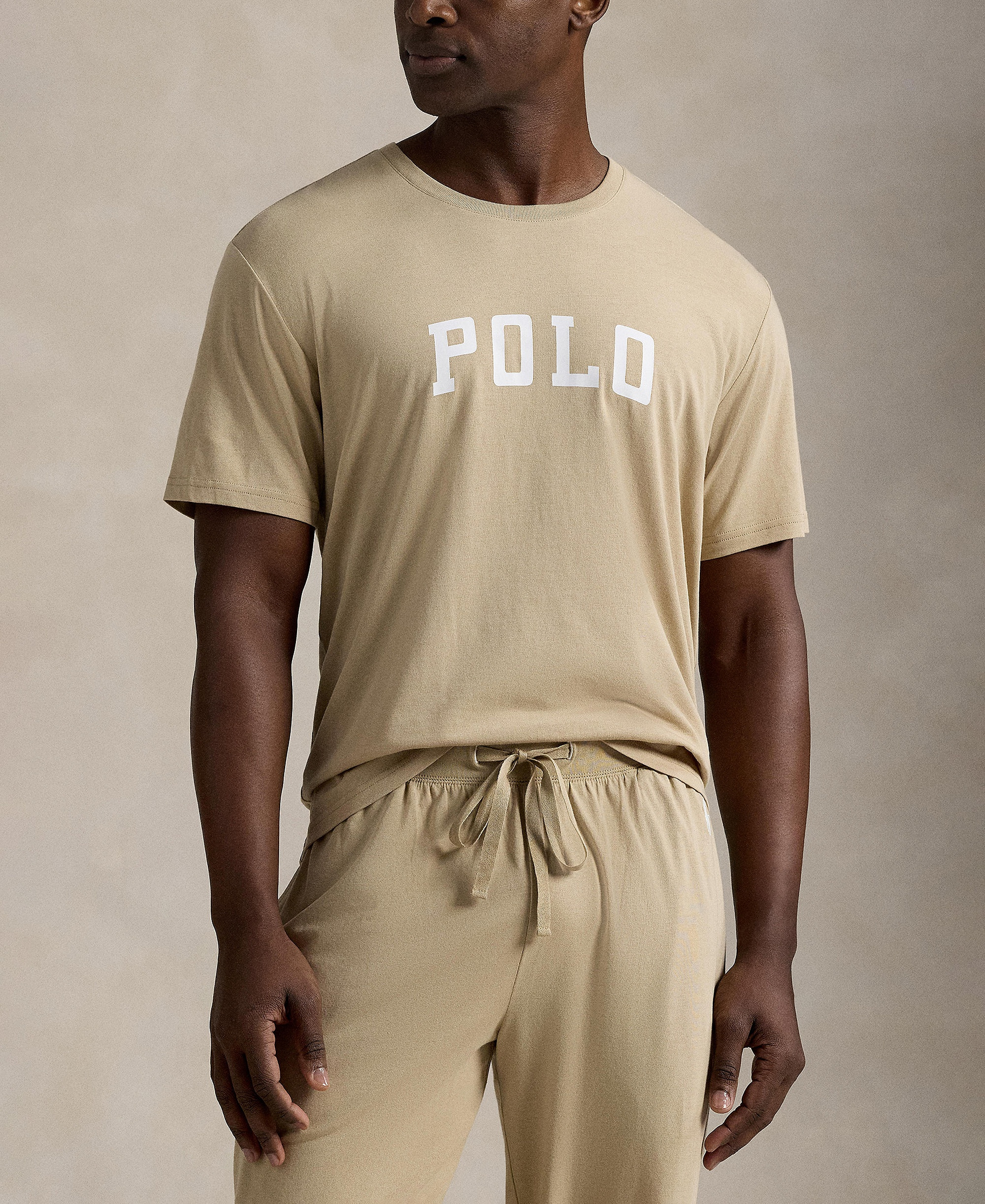 Polo Ralph Lauren Men's Crewneck Pajama T-Shirt - Classic Khaki/White Logo